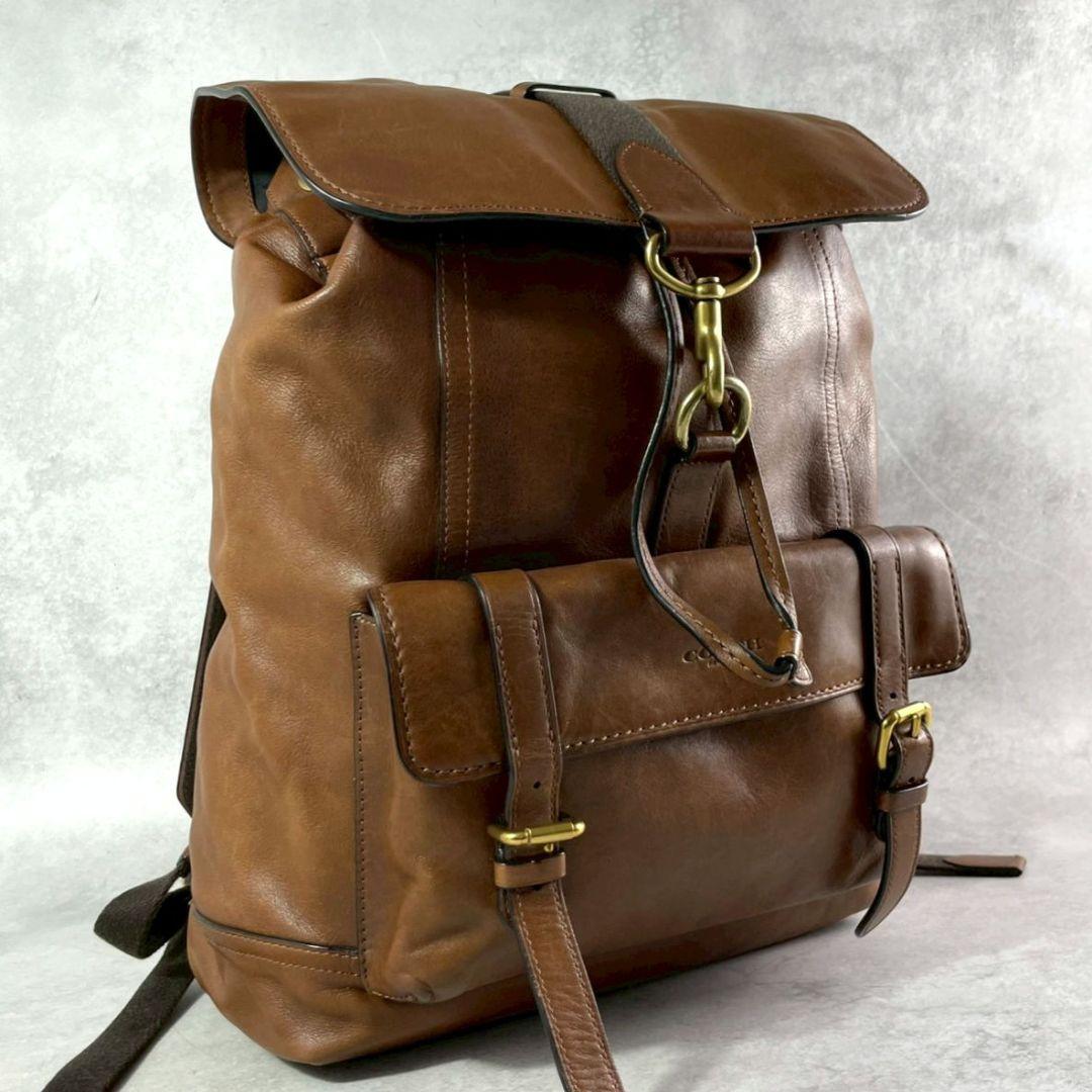 極美品 コーチ ブリーカー バックパック ビジネスバッグ A4可 レザー 茶