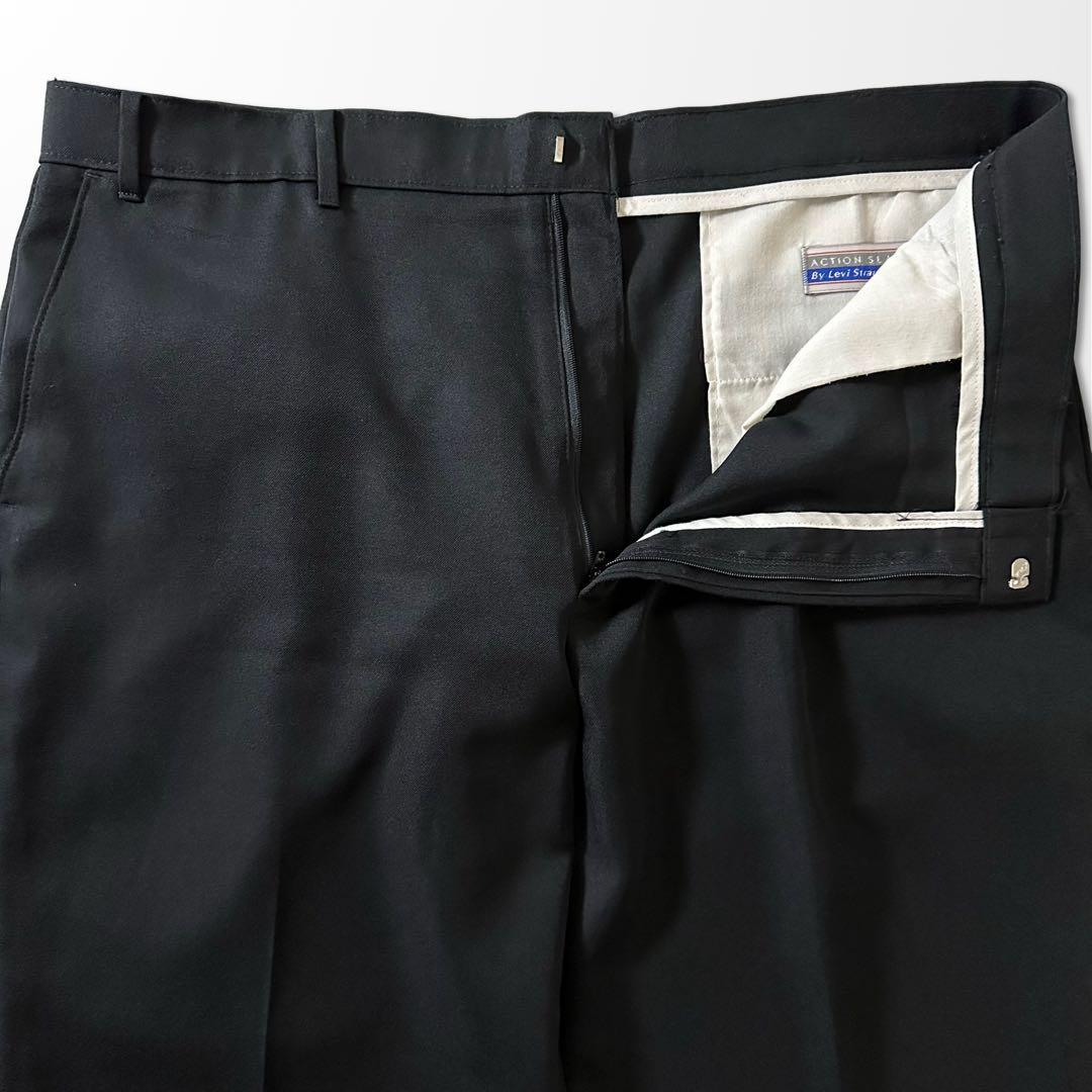 リーバイス アクションスラックス 黒 ポリ W40 L32 ブラック　古着