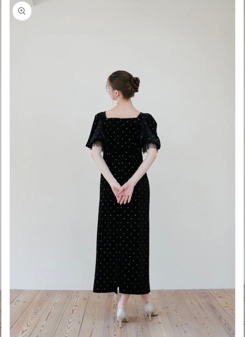 ブラックドットドレス　bijou dot velours dress