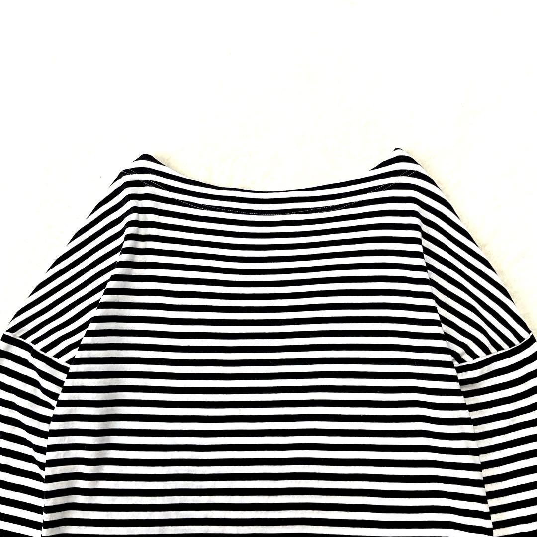 エリコ マディソンブルー ロングスリーブボーダーカットソー ロゴワッペン