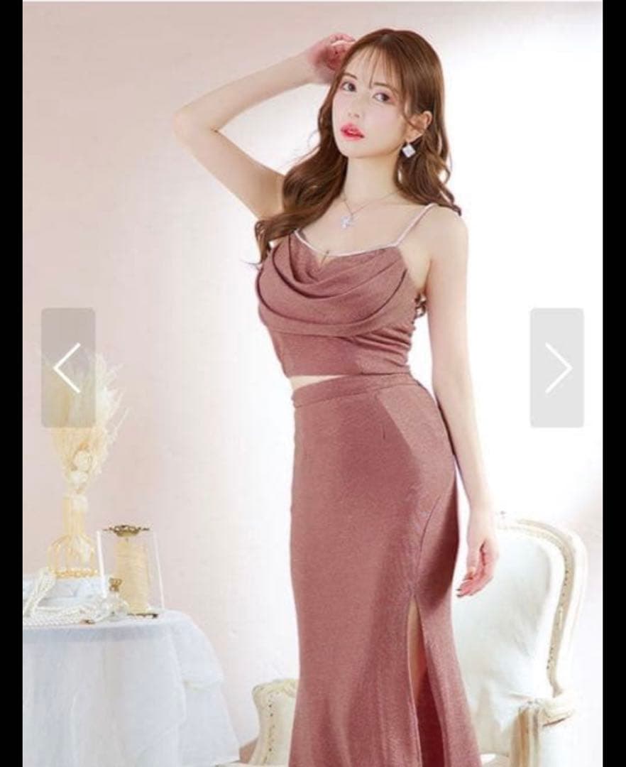 ローズピンク サイドスリット ドレス