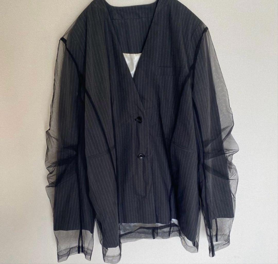 ジャケット・アウター ANDRESD stripe layered tulle jacket