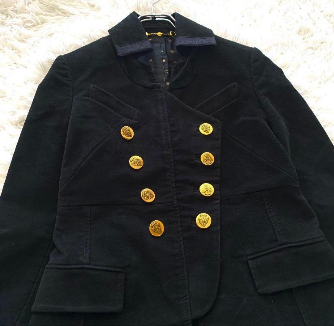 最終値下げ　グッチ ナポレオンジャケット ロゴ 金ボタン 裏地総柄 38