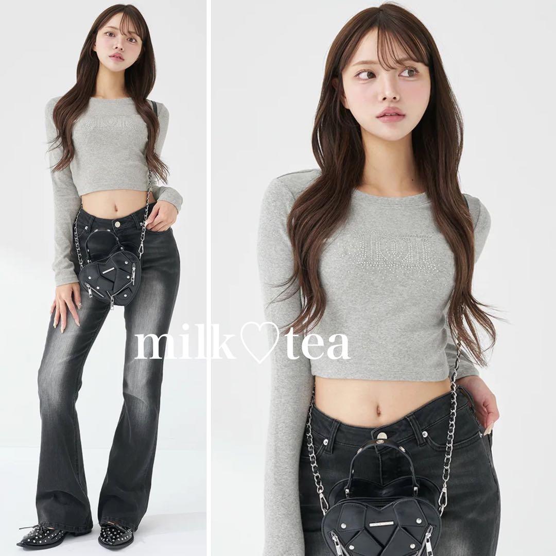 新品タグ付き ダーリッチ シャイニーDDロゴコンパクトロングTシャツ グレー