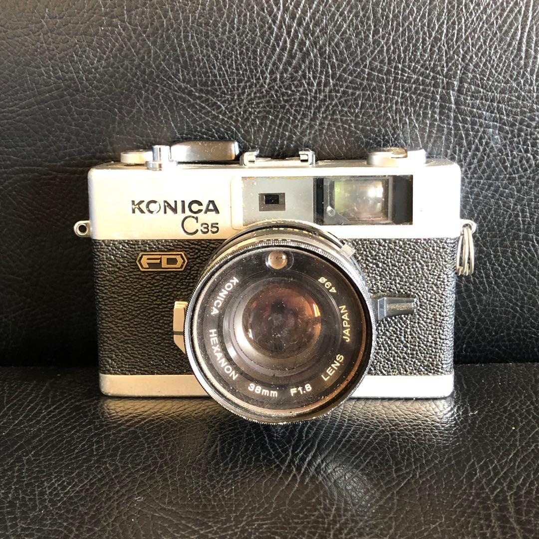 カバー付き　コニカC35FD ヘキサノン38mmF1.8 フィルムカメラ