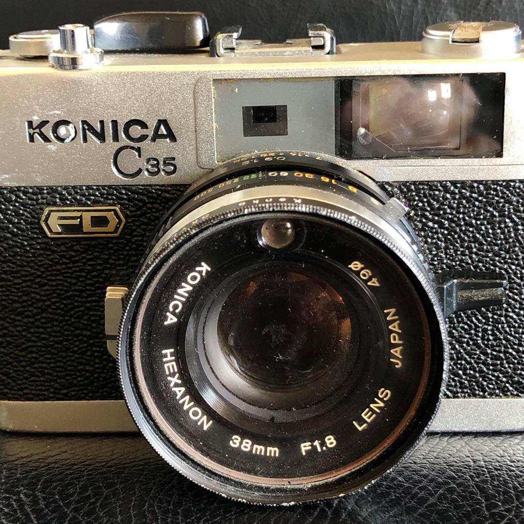 カバー付き　コニカC35FD ヘキサノン38mmF1.8 フィルムカメラ