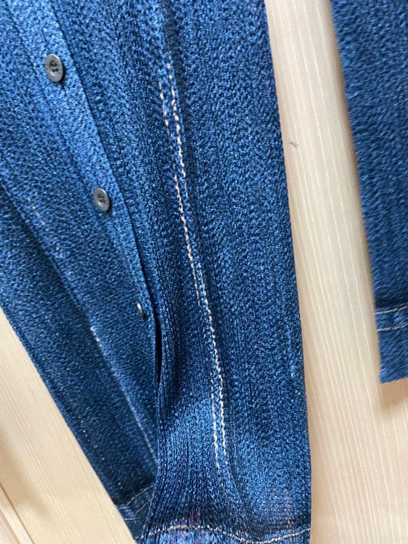 issey miyake プリーツプリーズ　デニム　プリーツカーディガン