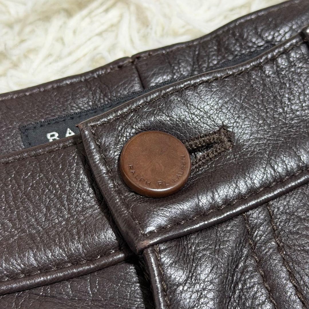 希少✨鹿革 ラルフローレン 11 L ディアスキン レザーパンツ ブラウン