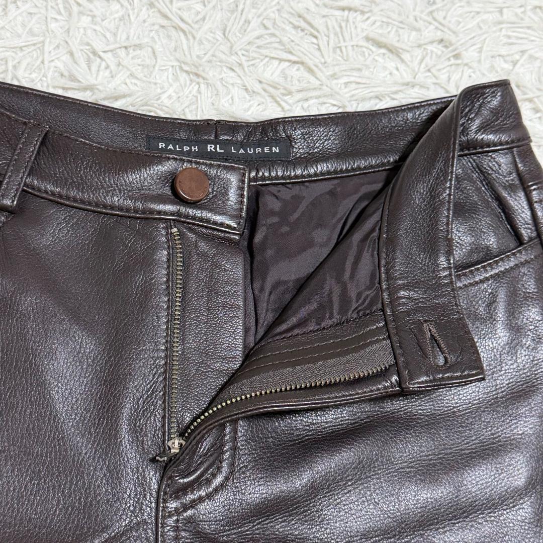 希少✨鹿革 ラルフローレン 11 L ディアスキン レザーパンツ ブラウン