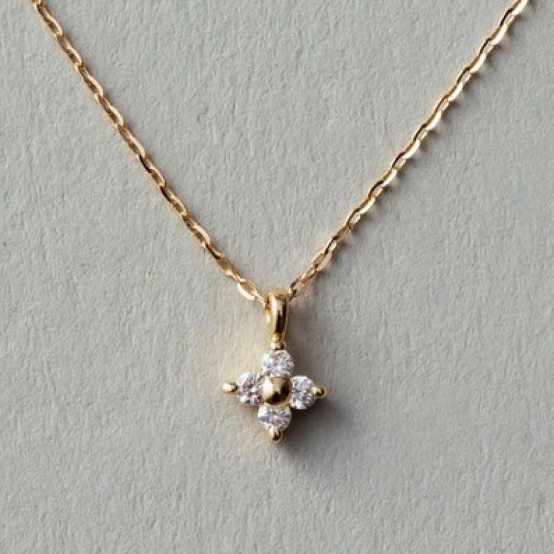 ete エテ レイヤード K18YG ダイヤモンド フローレット ネックレス