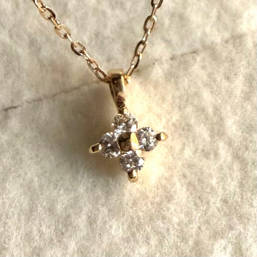 ete エテ レイヤード K18YG ダイヤモンド フローレット ネックレス