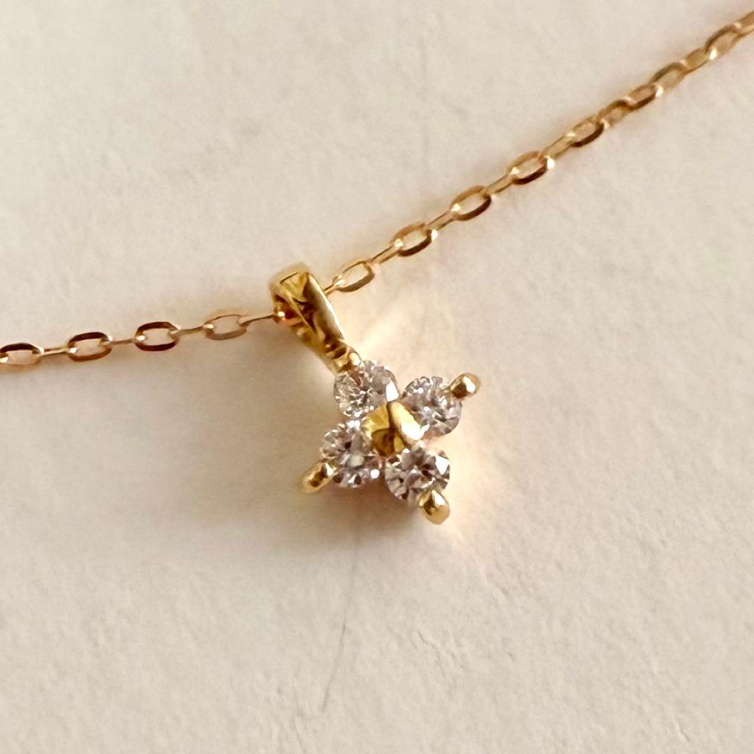 ete エテ レイヤード K18YG ダイヤモンド フローレット ネックレス