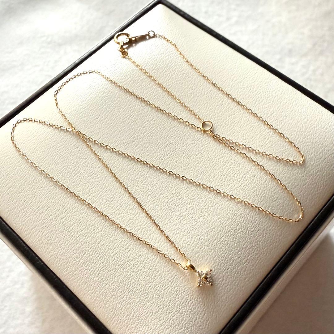 ete エテ レイヤード K18YG ダイヤモンド フローレット ネックレス