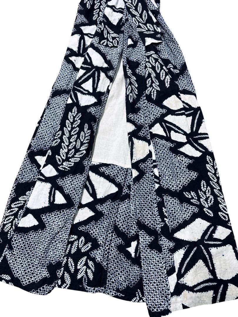 A53有松鳴海絞り 浴衣 花 綿　紺青