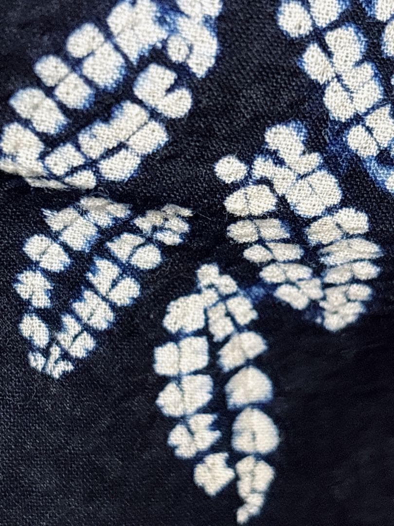 A53有松鳴海絞り 浴衣 花 綿　紺青