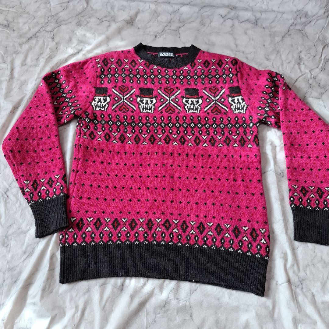ヒステリックグラマー　ピンク　ドクロ　セーター　ニット　ノルディック　Mサイズ