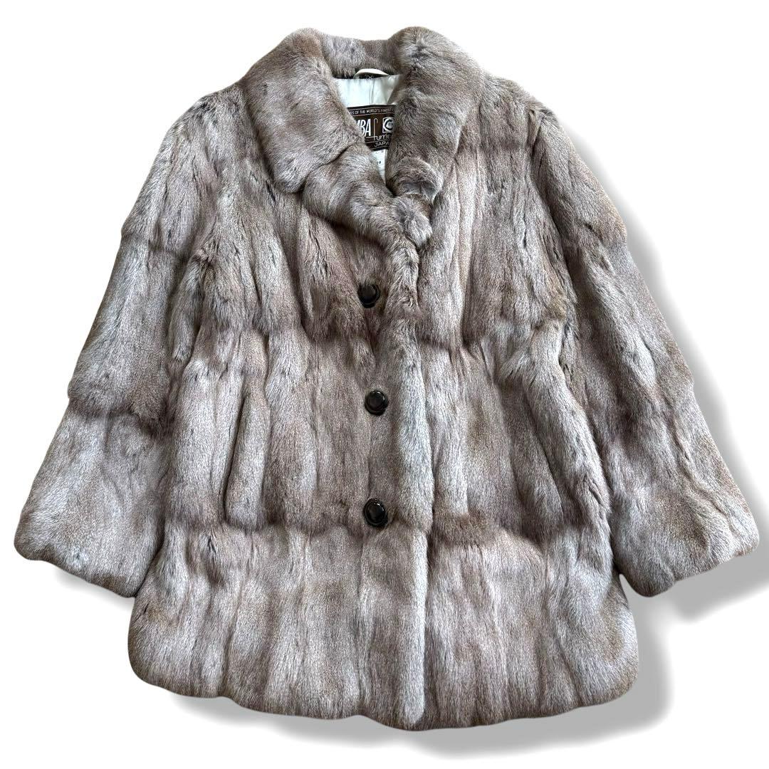 【美品】EMBA エンバ ロシアンリス ロリス 毛皮コート 11号 ベージュ系