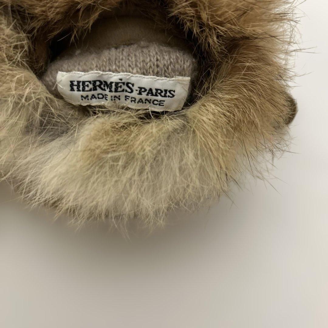 エルメス 手袋 グローブ スエード ブラウン系　シルバー金具 レディース