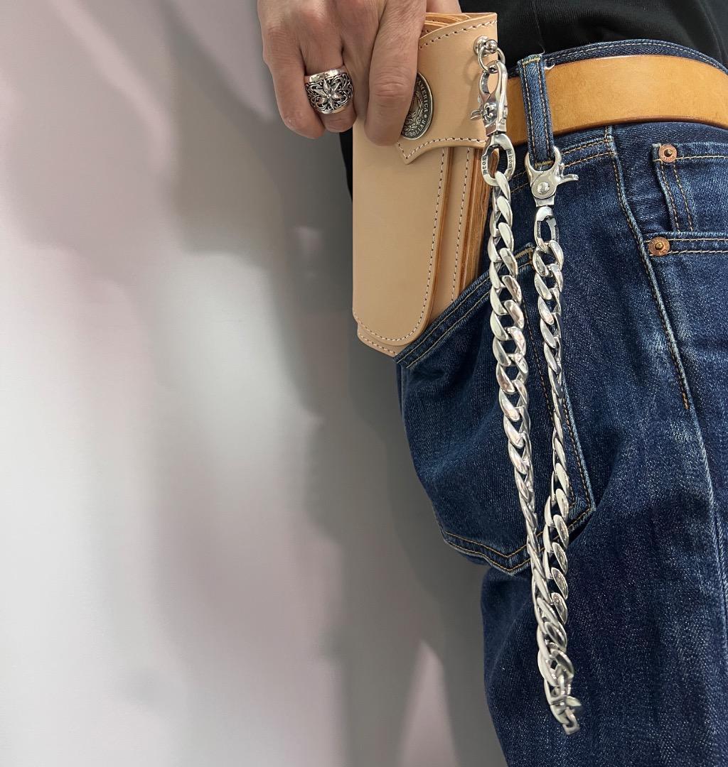 ★QBKA　ウォレットチェーン　ウォレット用プレーン　シルバーチェーン