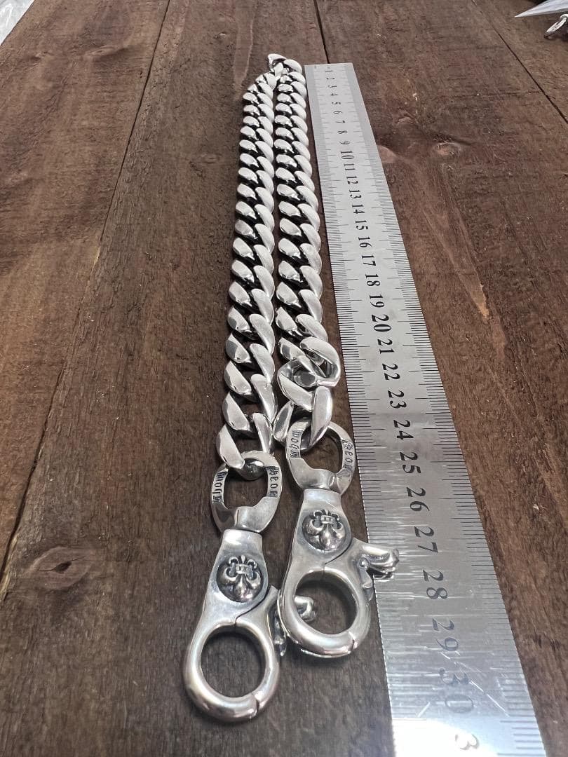 ★QBKA　ウォレットチェーン　ウォレット用プレーン　シルバーチェーン