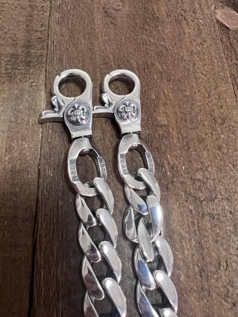 ★QBKA　ウォレットチェーン　ウォレット用プレーン　シルバーチェーン