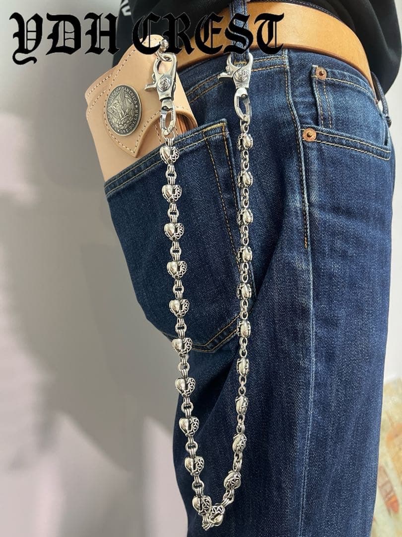 ★QBKB　ウォレットチェーン　ウォレットハートシルバーチェーン