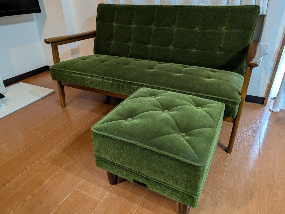 【まおさん再購入用】グリーンファブリックソファ