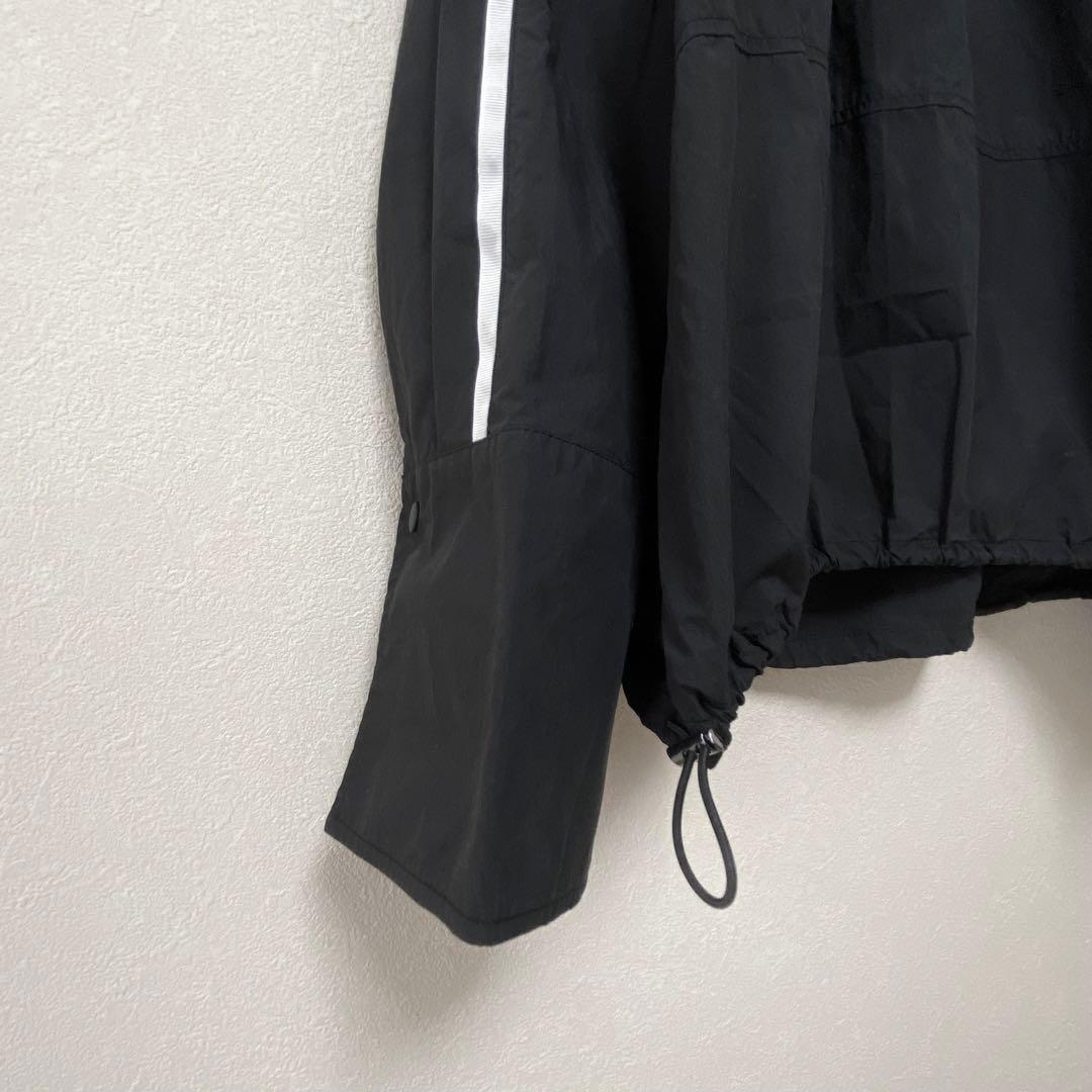 美品　アダムエロペ　ナイロンジャケット　スタンドネックドロストシャツ　ブルゾン黒