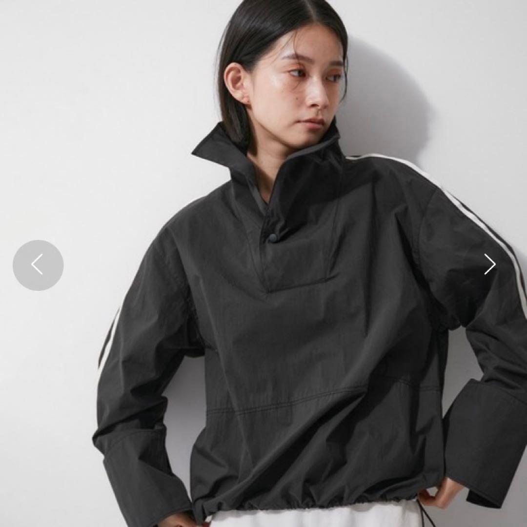 美品　アダムエロペ　ナイロンジャケット　スタンドネックドロストシャツ　ブルゾン黒