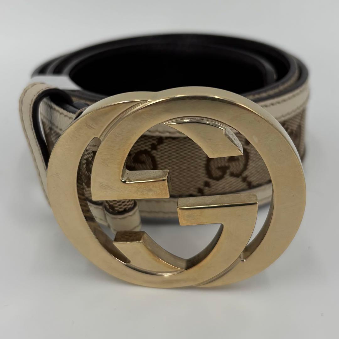 GUCCI ベルト インターロッキング G ブラウン ゴールド