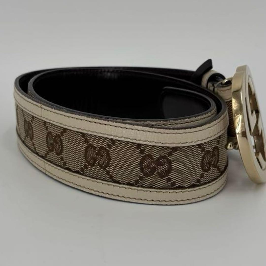 GUCCI ベルト インターロッキング G ブラウン ゴールド