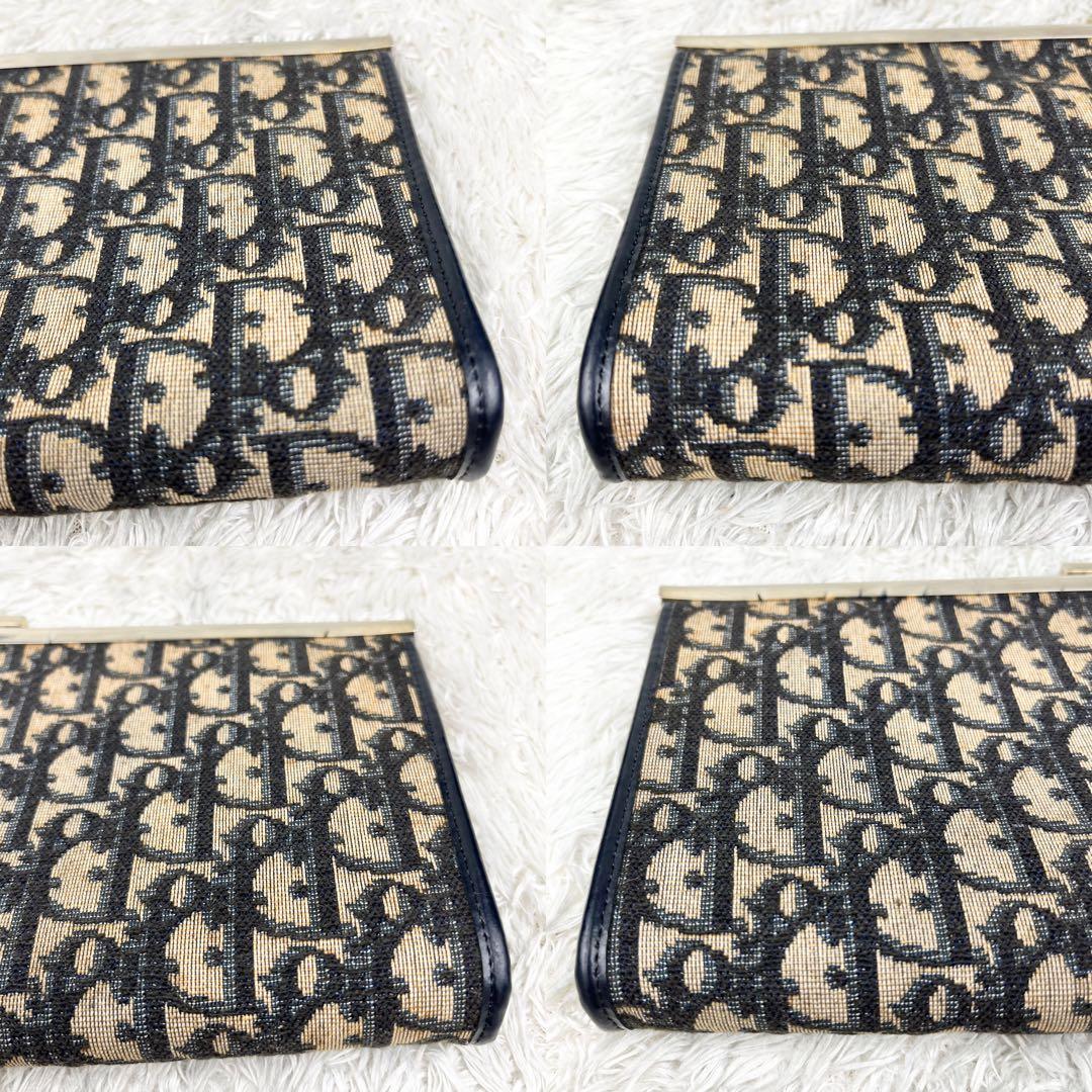 【美品】クリスチャンディオール トロッター ロゴ金具 がま口 クラッチバッグ