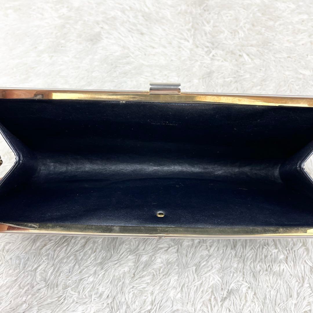 【美品】クリスチャンディオール トロッター ロゴ金具 がま口 クラッチバッグ