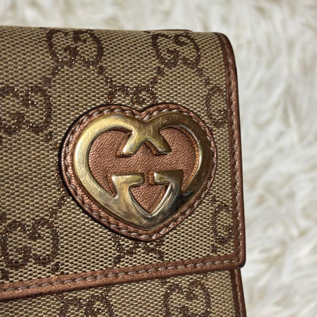 GUCCI グッチ 長財布 Wホック ラブリーハート　GGキャンバス　箱付き
