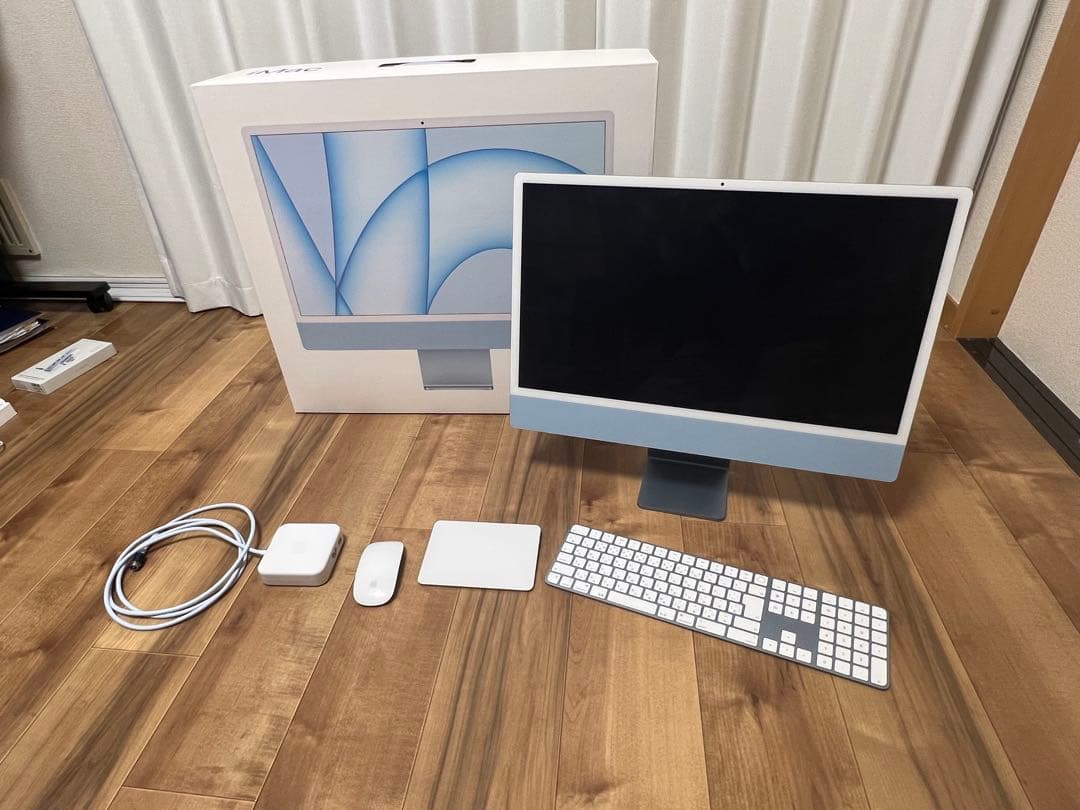 iMac 24インチ M1 ブルー(2021) 初期化済 付属品完備 箱あり