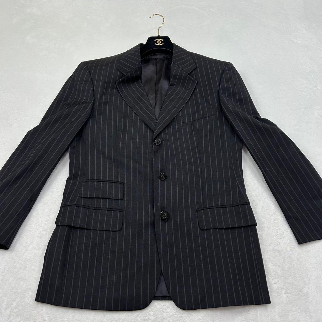 F705 美品 L 48 グッチ ストライプ シングル スーツJKT メンズ