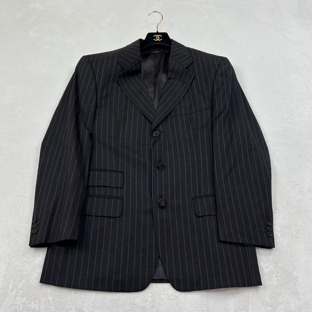 F705 美品 L 48 グッチ ストライプ シングル スーツJKT メンズ