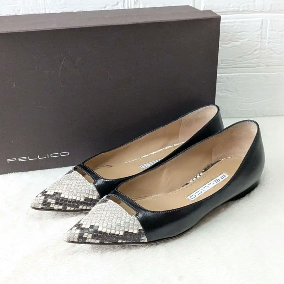 ✨人気✨ペリーコ アネッリ パイソン レザー フラットシューズ