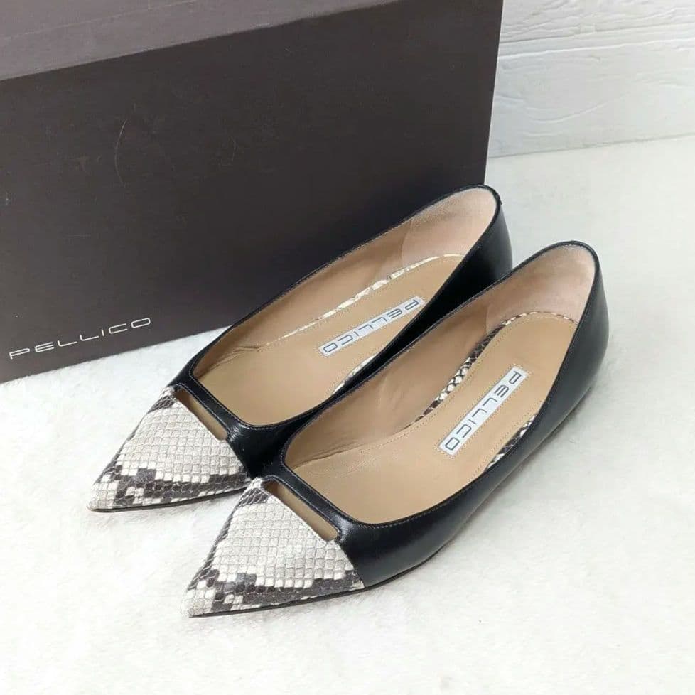 ✨人気✨ペリーコ アネッリ パイソン レザー フラットシューズ