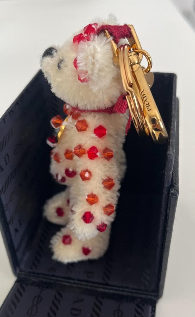PRADA プラダ ベア チャーム キーホルダー レッド×オレンジ×ベージュ