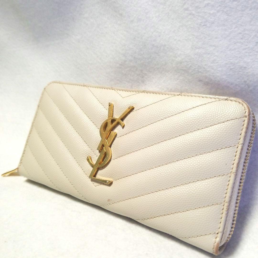 SAINT LAURENT カサンドラ　Vステッチ　キルティング長財布