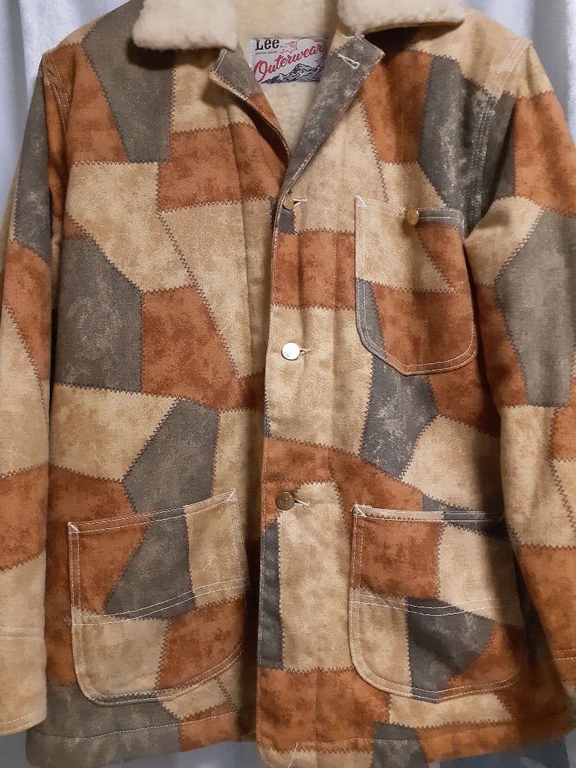 ビンテージ　リー　Lee Outerwear パッチワーク柄カバーオール　ボア