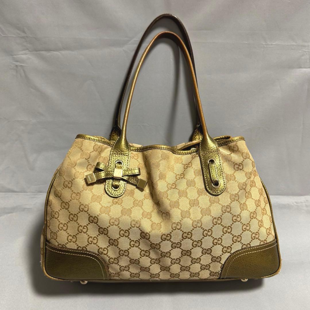 GUCCI グッチ GGキャンバス プリンシー リボン トートバッグ