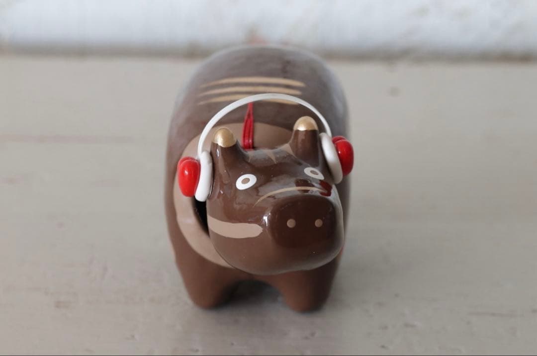 H*o様 野沢民芸 バレンタインべこ ヘッドフォンべこ 赤べこ 2号 会津 限定