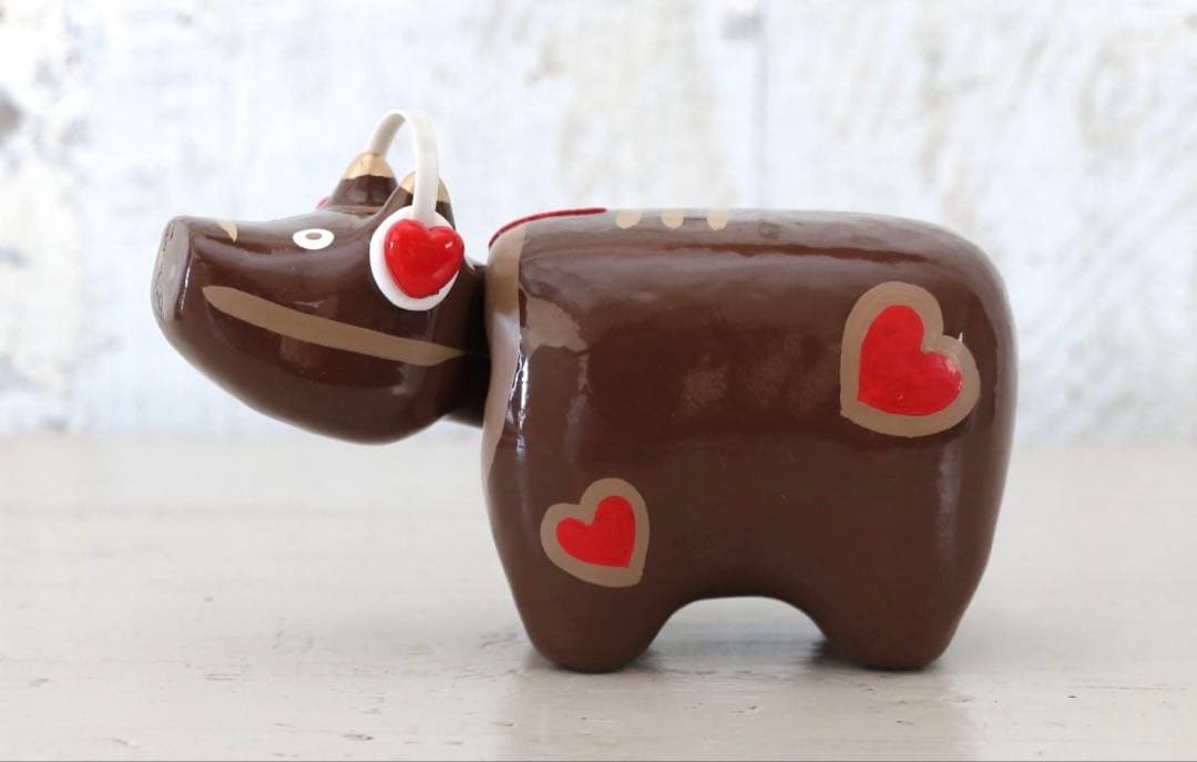 H*o様 野沢民芸 バレンタインべこ ヘッドフォンべこ 赤べこ 2号 会津 限定