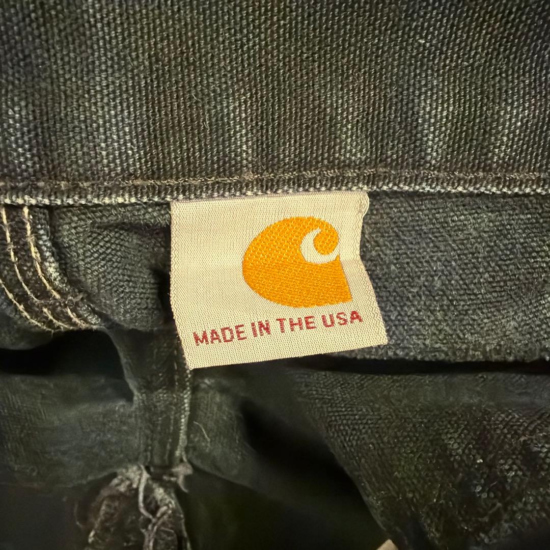 USA製 ブラック carhartt ダブルニーペインターパンツ 良フェード