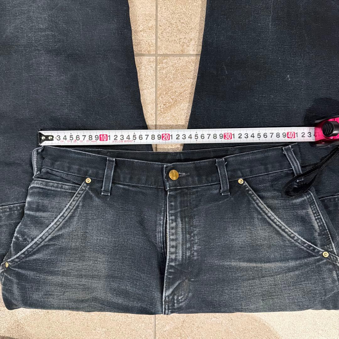 USA製 ブラック carhartt ダブルニーペインターパンツ 良フェード