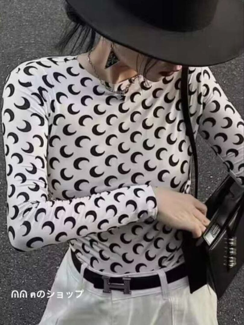 MARINE SERRE ホワイト つき 長袖 ロンT Sサイズ