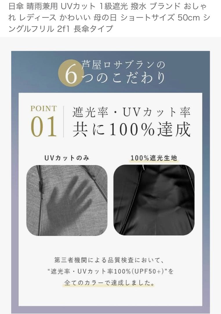 芦屋ロサブラン 日傘 50cm ベージュ UVカット