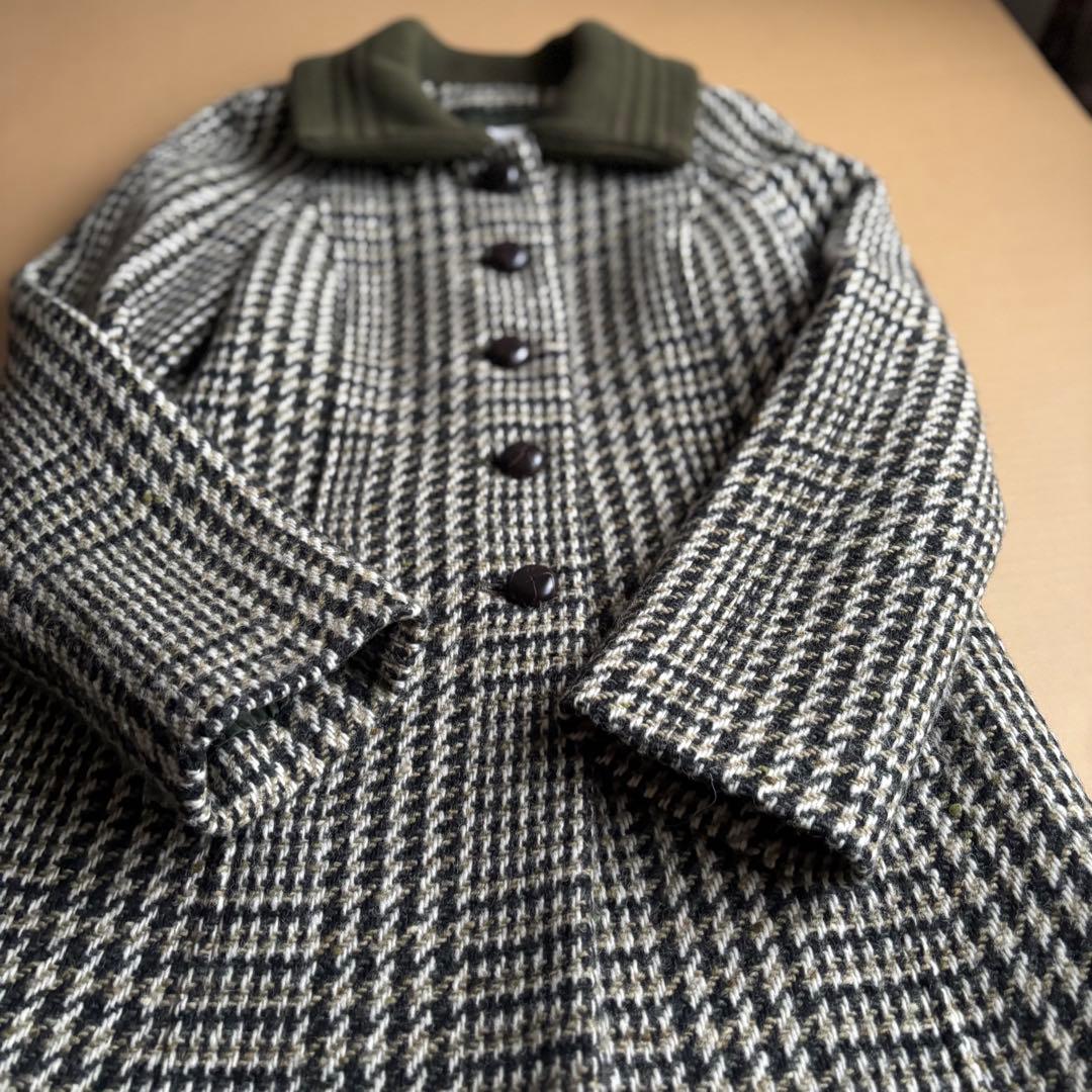 スキャパ　モスグリーン千鳥柄 コートとヒートテック2枚